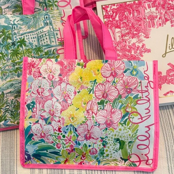 Lilly Pulitzer Tropical Pink and Green Totes - Picture 2 of 4